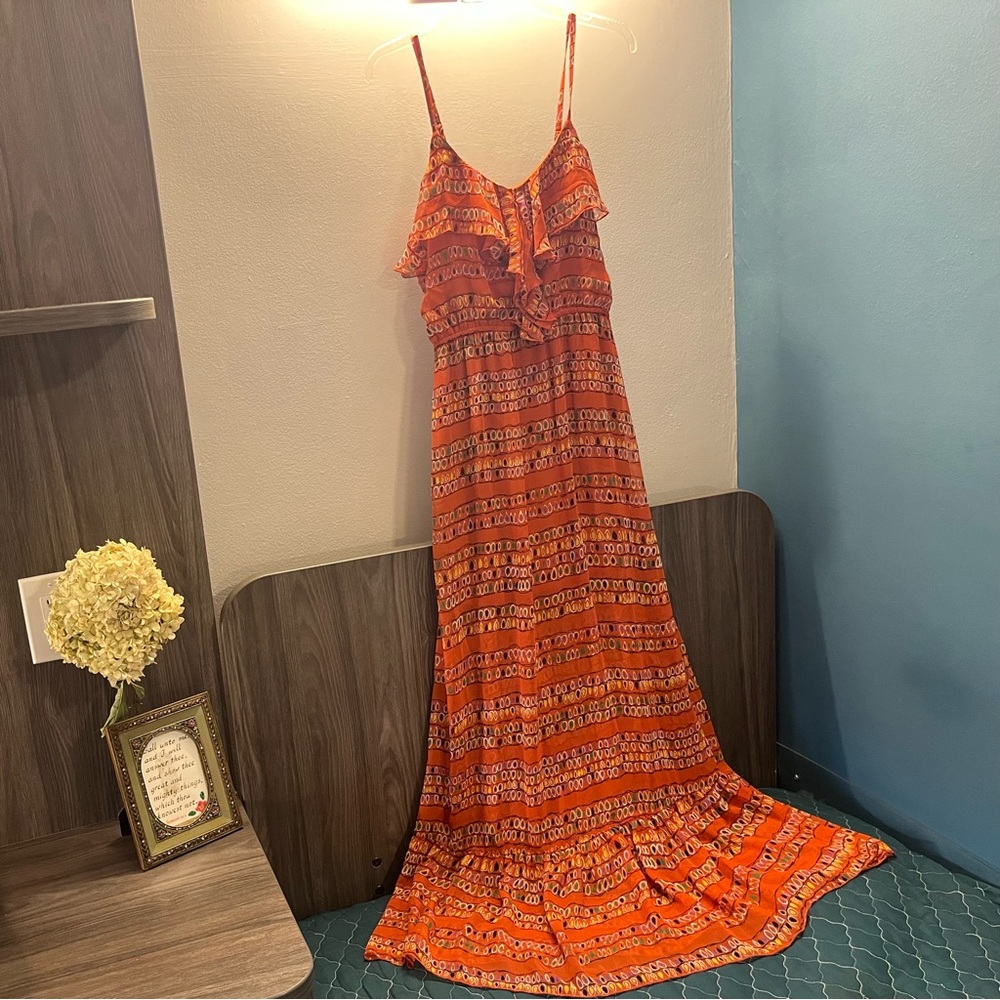 Ruffles Summertime Flowing Gown. Citrus Colors & Totally Feminine! 🤩